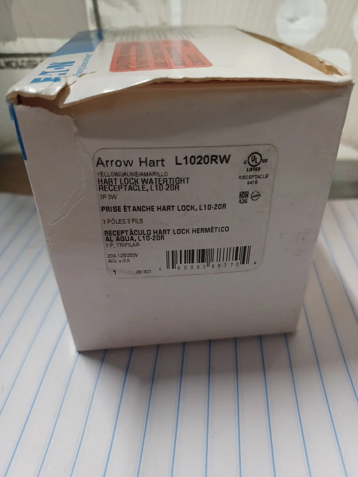 EATON ARROW HART L1020RW HART LOCK WATERTIGHT RECEPTACLE - Image 1 of 4