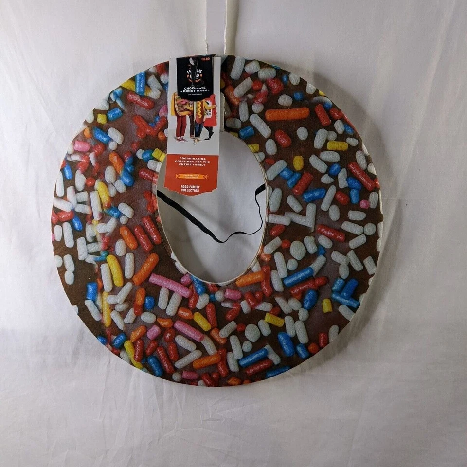 Máscara Disfraz Donut Chocolate Mujer Hombre Talla Única Forma Redonda Halloween Nuevo Foto 1 de 4
