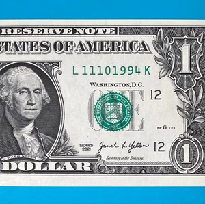 November 10, 1994 (L 11101994 K) BIRTHDAY Note $1 One Dollar Bill *UNC* - Picture 1 of 4
