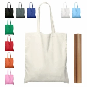 5 | 15 | 25 | 50 Pack 15'' X 16'' Natural Cotton Tote Bags, Lightweight Blank... - Picture 1 of 4