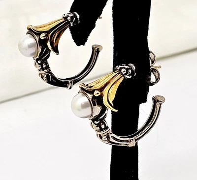 PENDIENTES PERFORADOS PERLA PLATA ESTERLINA 18K CAVIAR ARCADIANO/LIRIO FINCA LAGOS Foto 1 de 4