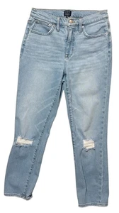 J. Crew Essential Straight Jeans Women's Size 27 Light Wash Distressed High Rise - Picture 1 of 13