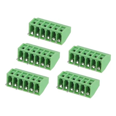 5Pcs 6 Pin PCB Mount Screw Terminal 2.54mm 0.1 Inch Pitch,Green - Image 1 of 4