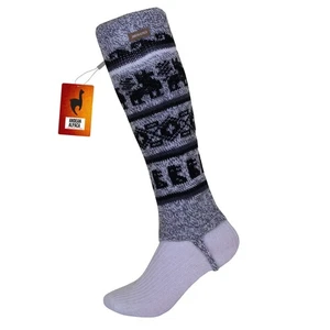 HANDMADE ANDEAN ALPACA LIGHT GRAY LEG WARMER - Picture 1 of 6