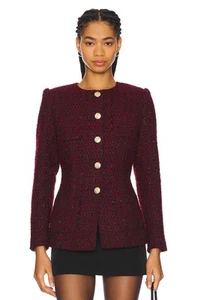 Chaqueta Metálica Cami NYC Wrenley Roja Tweed Talla M Nueva con Etiquetas - Imagen 1 de 18