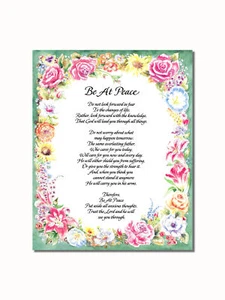 Be At Peace Christlich Religiös Gedicht mit Blumen Wandbild 8x10 Kunstdruck - Bild 1 von 1