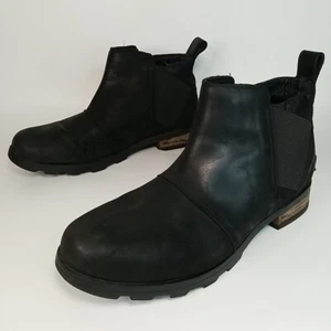 Sorel Emelie Chelsea Boot Women's size 7.5 Black Waterproof Lug Sole - Picture 1 of 12