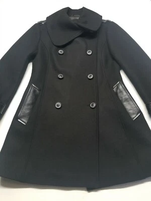 Casaco de lã preto Mackage com detalhes em couro tamanho pequeno - Imagem 1 de 4