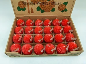 Natural Beeswax Candle Red With Strawberry Scent 24pcs/Box/Pure Bee Wax /Scented - Picture 1 of 8
