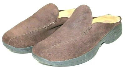 FADED GLORY womens slip on mules size 9 medium  leather  dark brown nice - Image 1 of 4