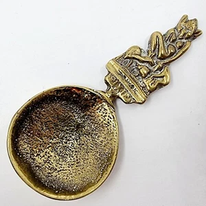 VINTAGE LUCKY PIXIE SOLID CAST BRASS CADDY SPOON 3½" PISKY PISKIE PIXY ELF TEA - Picture 1 of 10