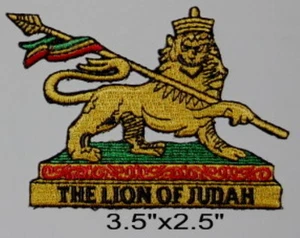 Parches bordados RASTA EL LEÓN DE JUDAH 3,5""x2,5"" de hierro - Imagen 1 de 1