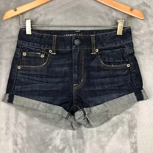 Pantalones cortos de mezclilla American Eagle Hot talla 0 con puños lavado medio tiro medio - Imagen 1 de 19