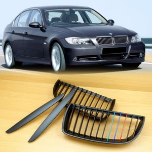 2005-2008 M-Color For BMW 3-Series E90 / E91 Matte Black Metal Look Front Grille - Picture 1 of 4