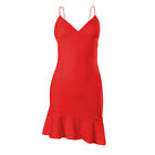 Modisches Kleid rmellos Schlank Einfarbig V-ausschnitt Streetwear