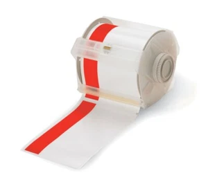 4" Vinyl Label Tape for GlobalMark Printer 1" Red Stripe - Arc Flash Warning - Picture 1 of 5