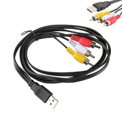 5ft USB Male to 3 RCA AV Audio Video 5FT Cable Adapter for TV HDTV DVD 1080P - Image 1 of 4