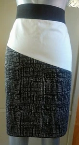 NWT Ellen Tracy Skirt Sz 12 Knee Cream/Black Zipper - Picture 1 of 10