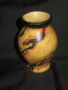 Morton Mini Vase Bud 3.5" Raku Swirl Mosaic Sampler Bisque URN Pottery Native - Picture 1 of 4