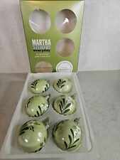 6 Hand Decorated Martha Stewart Christmas Favorites Green Floral Ornaments 2.4"D