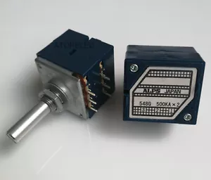 Japan ALPS RK27 500KAX2 LOG Stereo Volume Potentiometer Dual-500K Slotted Shaft - Picture 1 of 3