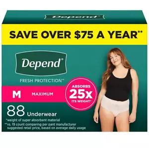 Depend Fresh Protection Incontinence Underwear for Women 88 Count Size Medium - Picture 1 of 8