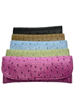 NEW Ostrich Print Semi-Soft Eyeglasses Case With Flap Closure Medium Qty 5 - Image 1 of 4