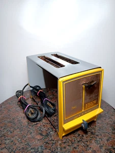 Vintage 1950s-60s Sears Roebuck Yellow & Chrome 2 Slice Toaster Model 587.63250 - Picture 1 of 9