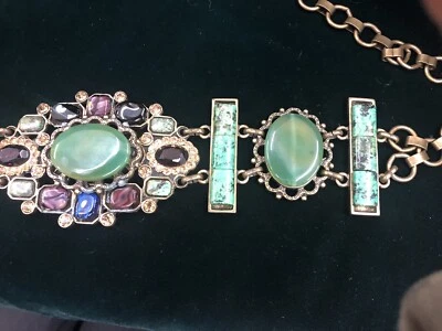 BELT Colorful Bling  Belt Green Various Colors, Brass, Metal Gorgeous Artistic - Image 1 of 4