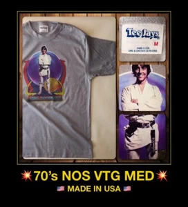 vTg 1977 NOS Star Wars Luke Skywalker Last Jedi Kenner Han Solo story T-Shirt M - Picture 1 of 12