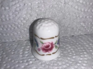 Flores Thimble Coalport China Inglaterra Rosa Azul - Imagen 1 de 5