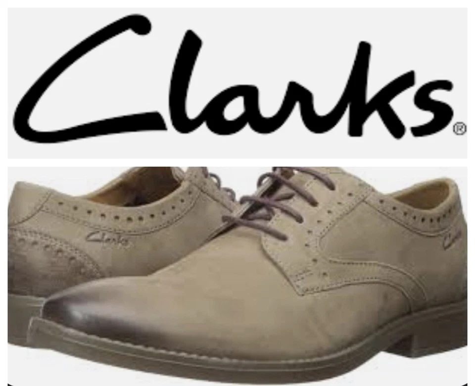 Nova Coleção Clarks Garren Couro Oxford Liso Ortho Sapatos Masculinos Taupe 7.5 EUA - Imagem 1 de 4
