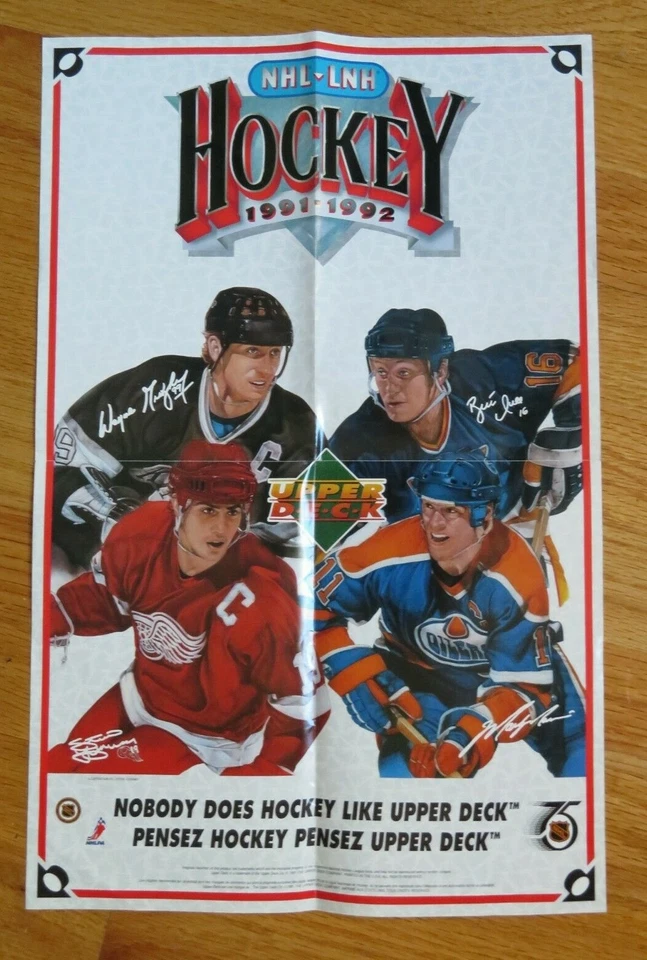 1991-92 Upper Deck WAYNE GRETZKY BRETT HULL STEVE YZERMAN MARK MESSIER Poster - Image 1 of 1