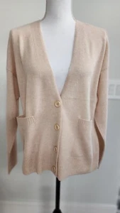 NWT 525 America Born in Bklyn Beige Cashmere Button Down Sweater Pockets SMALL - Picture 1 of 16