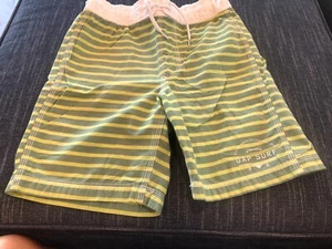 Gap Kids Boys Medium 8-10 Green Yellow Stripe Swim Suit Board Shorts Drawstring - Picture 1 of 6