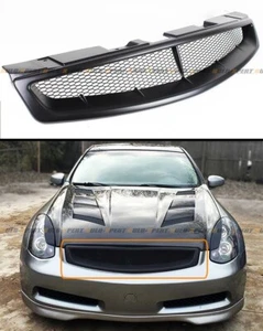 FITS 2003-2007 INFINITI G35 2DR COUPE V35 MATT BLACK JDM FRONT MESH GRILL GRILLE - Picture 1 of 4