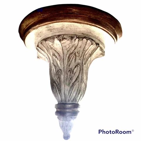 Wall Sconce Wall Hung Distressed Finish Vintage Leaf Motif Faux Wood 13x13x6.5” Cover