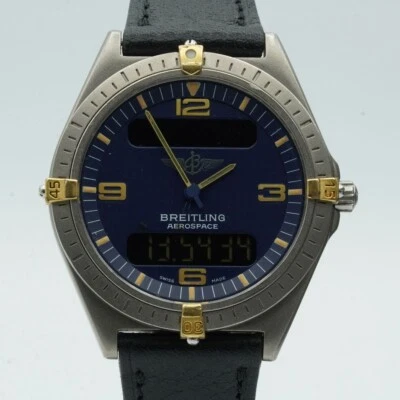 Breitling Aerospace Men's Watch Titan Quartz 80360 Vintage Condition BR448 Blue - image 1 of 4