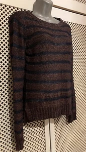 Jasper Conran Jumper Size 12 Striped Metallic fibres Copper/black back zip - Picture 1 of 8