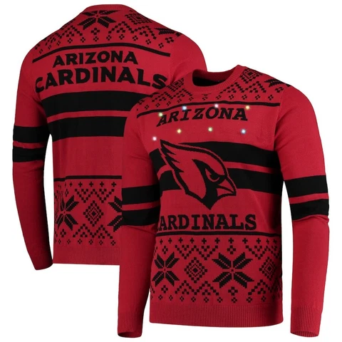 NFL Licensed Men's Arizona Cardinals Cardinal/Black Light Up Ugly Sweater Cover