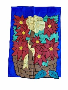 Retro Vintage Yard Garden Flag Banner Red Poinsettia Flowers Christmas 28” X 40” - Picture 1 of 9