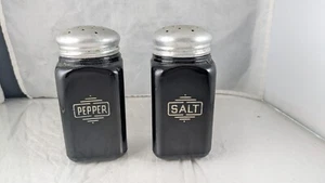 Seltener Vintage McKee Schwarz Amethest Glas Salz & Pfefferstreuer - Bild 1 von 8