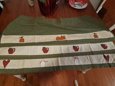 Primitive Country Vallance (curtains) table runners Pumpkin, Apple, Snowmen 12pc - Image 1 of 4