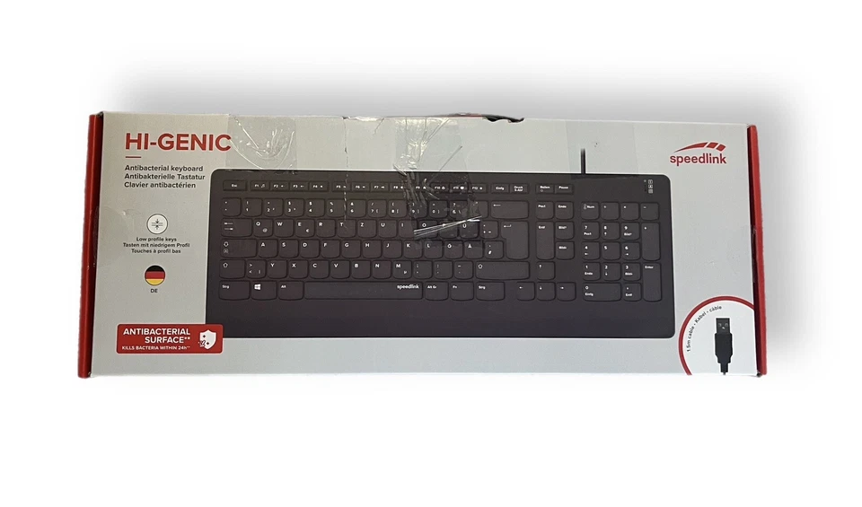 SpeedLink Hi-Genic USB Hygiene-Tastatur Deutsch, QWERTZ, Windows® Schwarz - Bild 1 von 1
