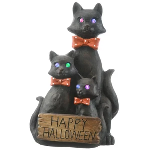 🎃 21" LED Black Cat Trio w/ Sound – Spooky Halloween Decor! 🐾👻 Light Up Fun - Picture 1 of 24