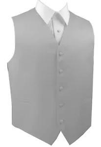 Men's XS - 6XL. Italian Design. Platinum Satin Formal, Wedding, Prom Tuxedo Vest - Picture 1 of 3