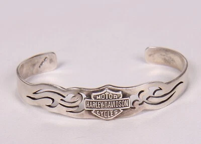 Bracelete Harley Davison prata esterlina 925 logotipo 6,5 em 22 gr precisa de reparo - Imagem 1 de 4