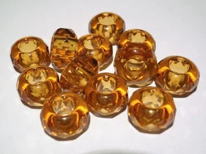 6(Six) 8 x 14 mm Large Hole Rondelle Beads: Topaz - Picture 1 of 1