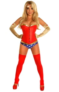 Daisy Corsets Women's 4 Piece Sexy Superhero Costume, Red, Medium - Picture 1 of 2