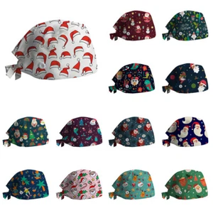 Medical Doctor Christmas Hat Nurse Surgical Cap Santa Baotou Buckle Cotton Caps - Picture 1 of 17
